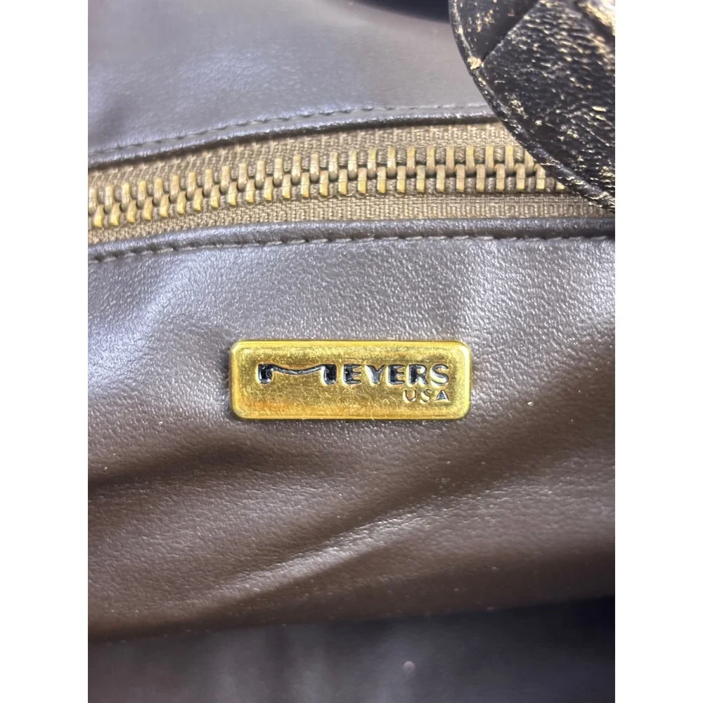 Vintage Meyers USA Distressed Brown Leather Barrel Shoulder Bag Satchel Brass